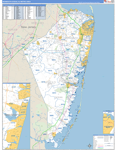 Monmouth-Ocean Metro Area Wall Map